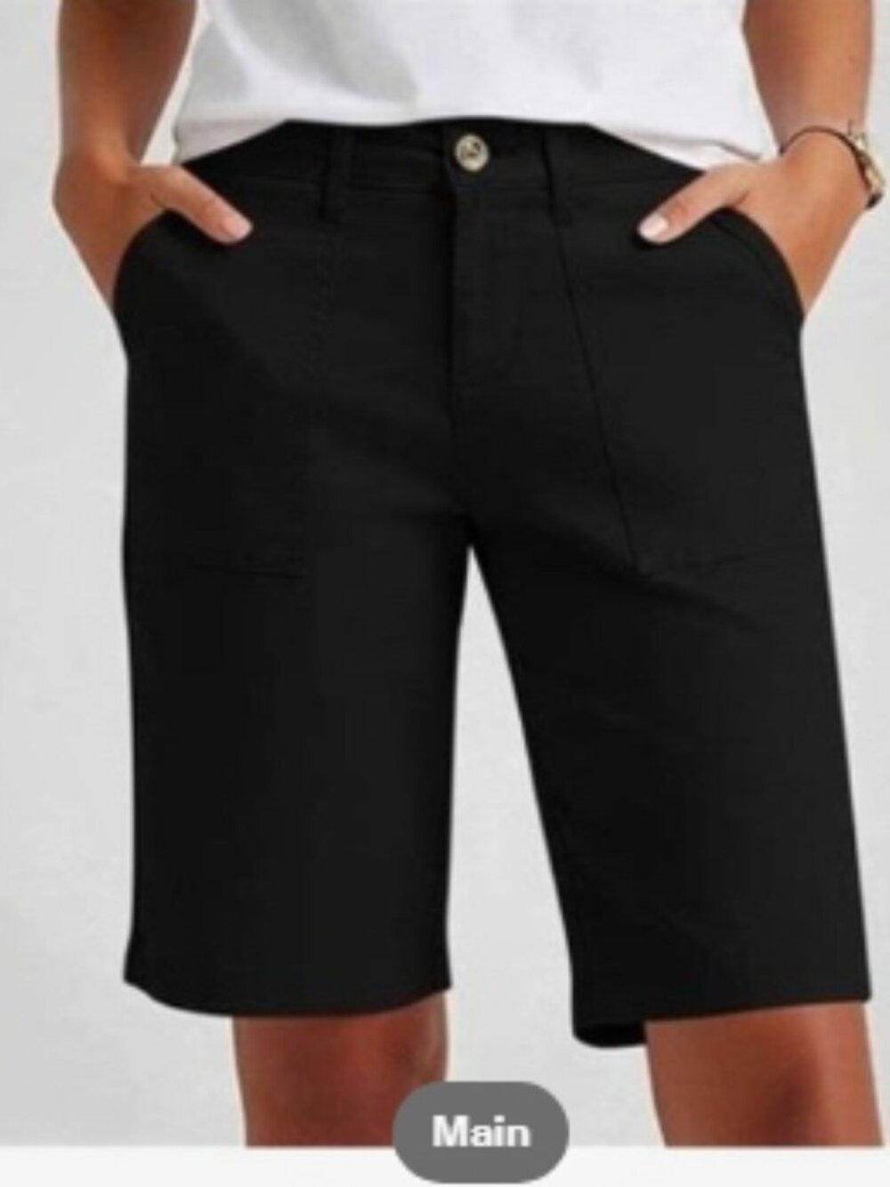 Talbots Women Size 12 Chino Shorts at Knee Bermuda Black Pockets High Rise